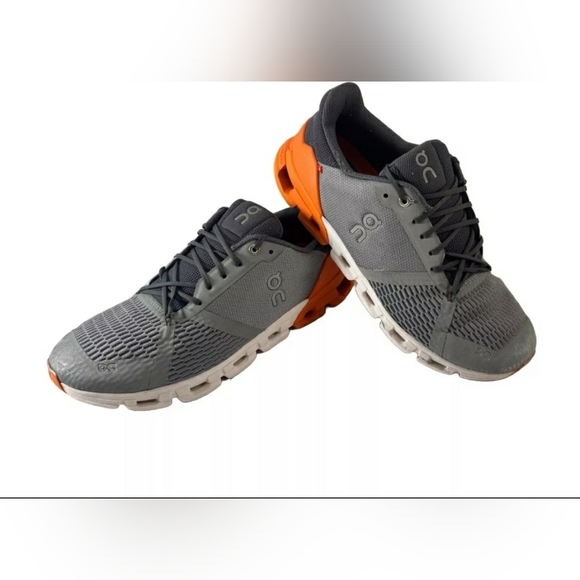 On Cloud Cloudflyer Running Waterproof Gray/Orange Men Size 9.5 or Women 11 - Picture 2 of 7